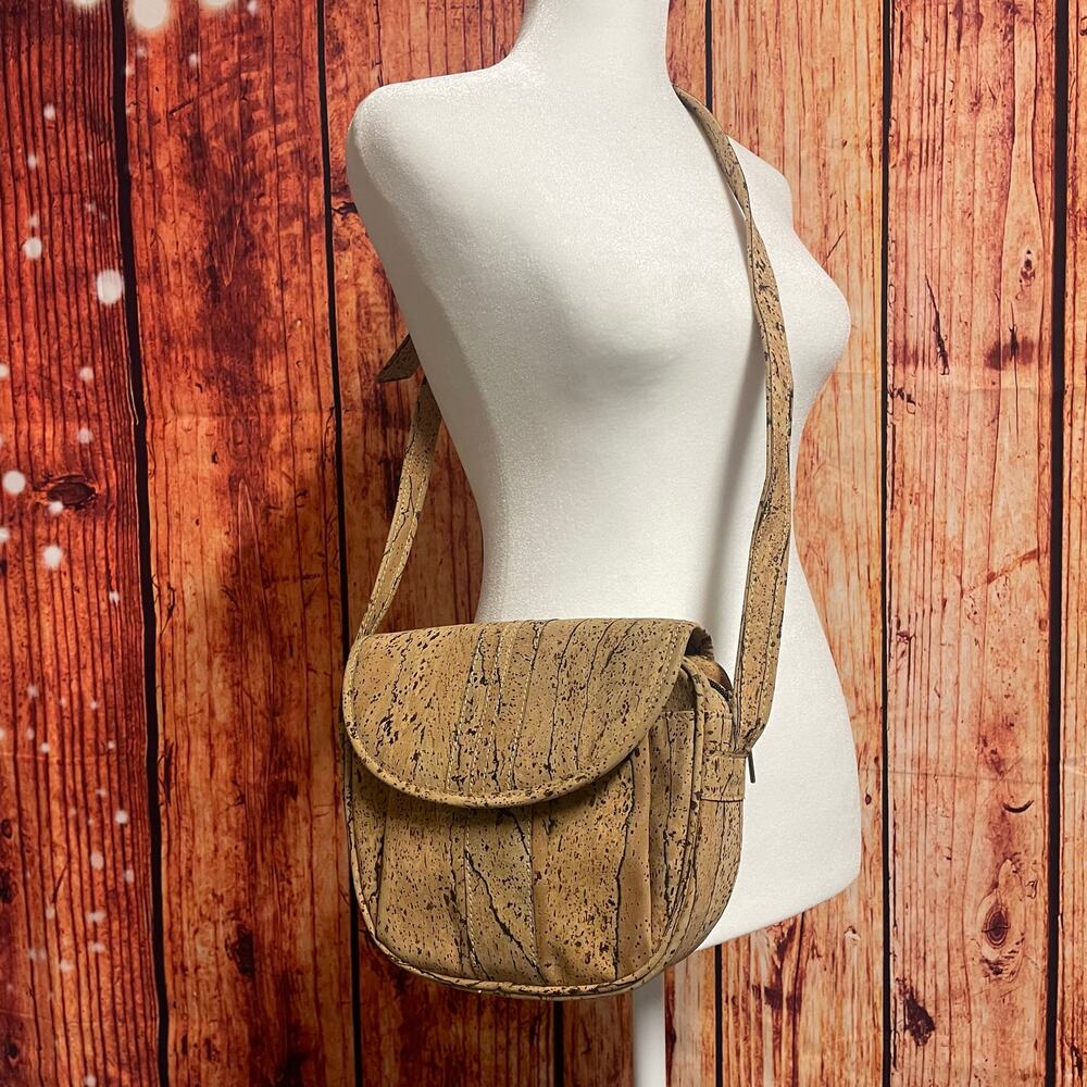 Cork Design small crossbody bag magnetic flap closure adjustable strap